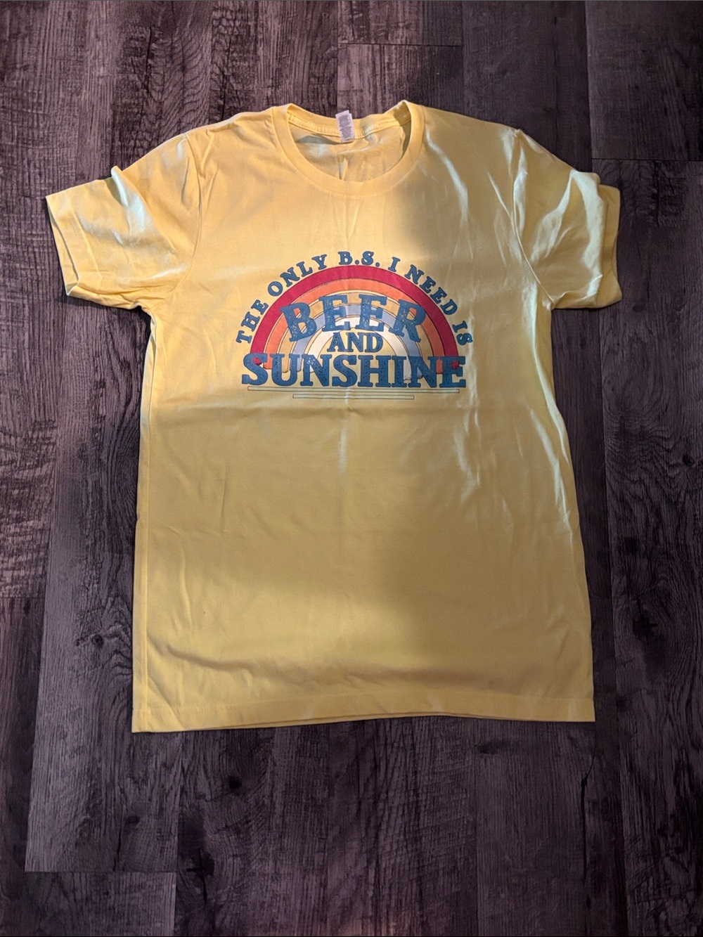 Yellow 'Beer and Sunshine' Graphic Tee - Size Medium
